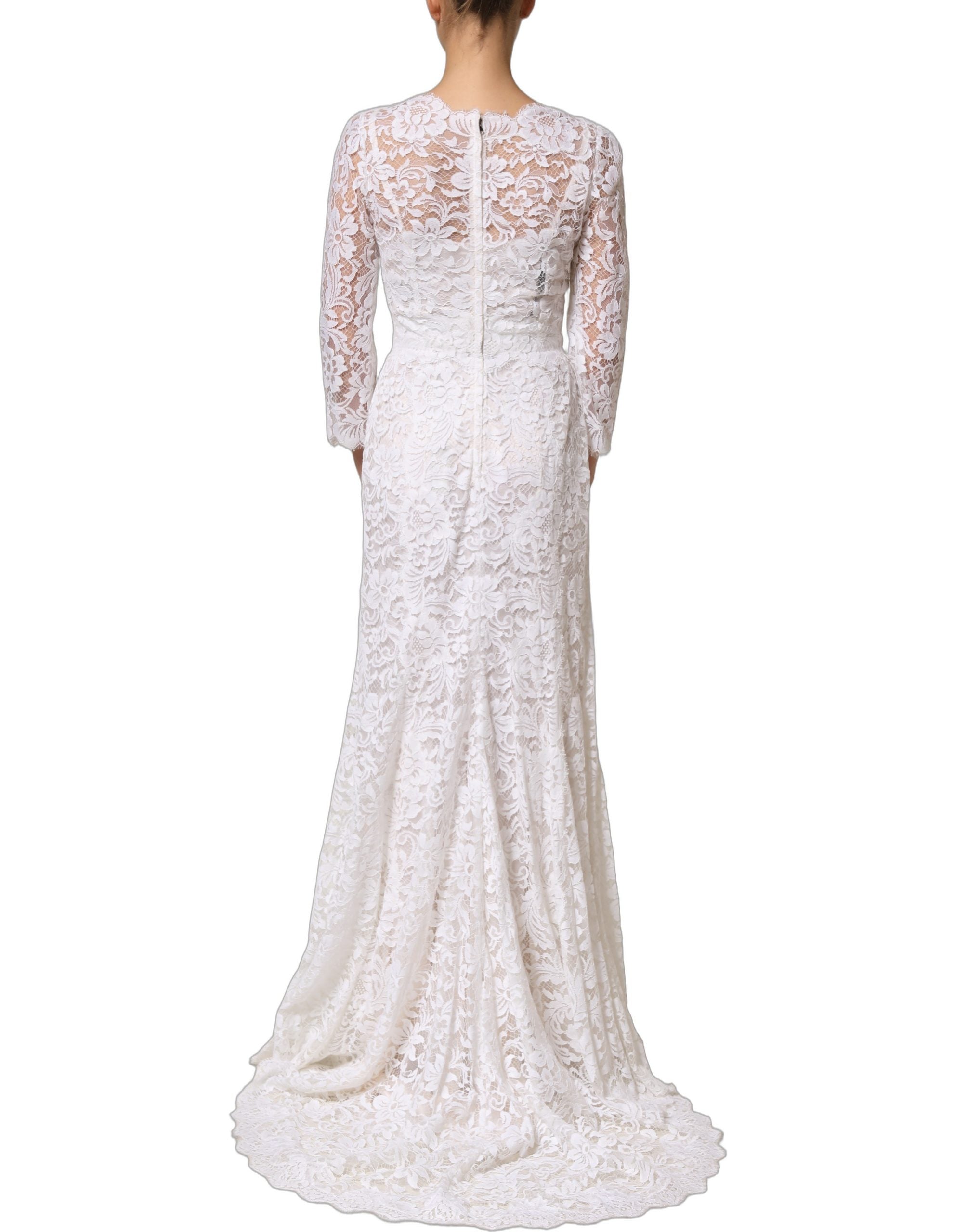 dolce and gabbana white cotton dress Dolce & Gabbana Lace Trim Maxi Dress