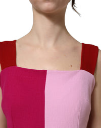 Dolce & Gabbana Two Tone Pink Wool Sleeveless Midi Women's Dress