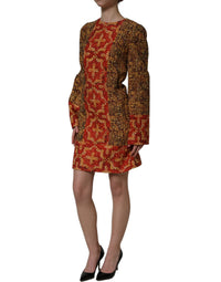 Dolce & Gabbana Multicolor Mosaic Long Sleeves Mini Women's Dress