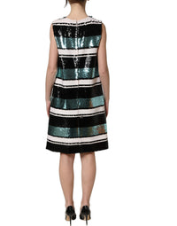 Dolce & Gabbana Multicolor Sequined Sleeveless Shift Women's Dress