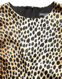 Dolce & Gabbana Brown Ocelot Print Long Sleeve Mini Women's Dress