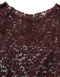 Dolce & Gabbana Multicolor Floral Lace Taffeta Pleated Midi Women's Dress