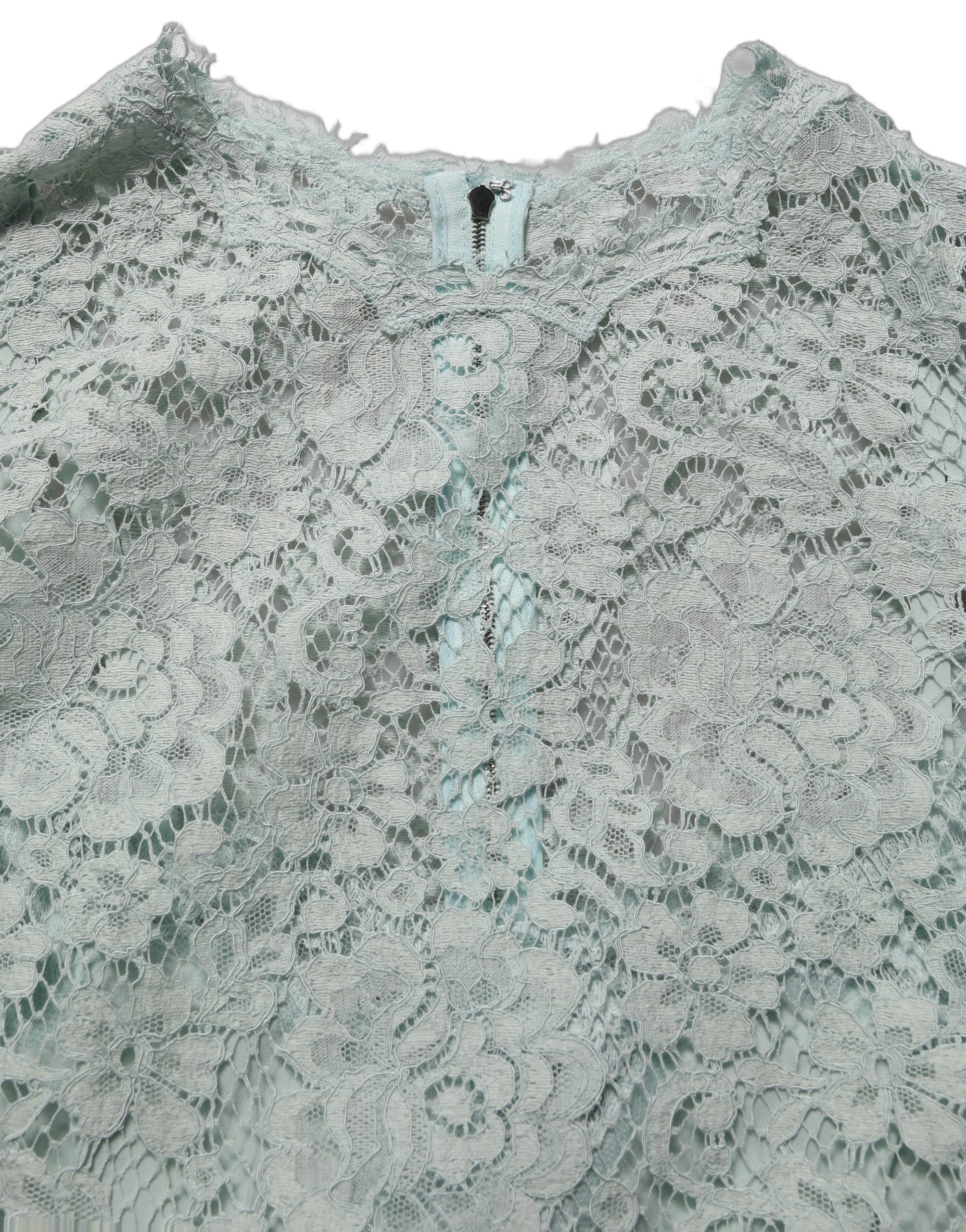 Dolce & Gabbana Dolce & Gabbana Mint Green Lace Sleeveless Knee Length Women's Dress