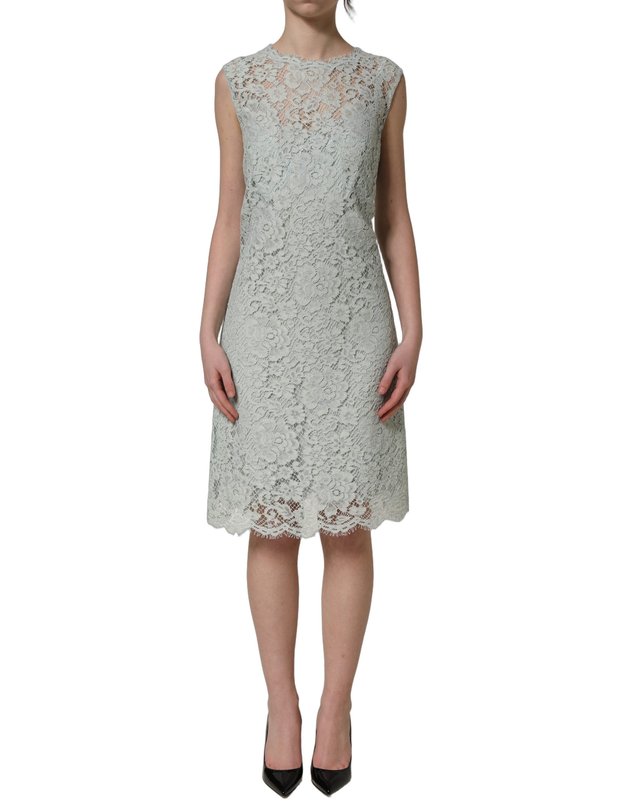 Dolce & Gabbana Dolce & Gabbana Mint Green Lace Sleeveless Knee Length Women's Dress