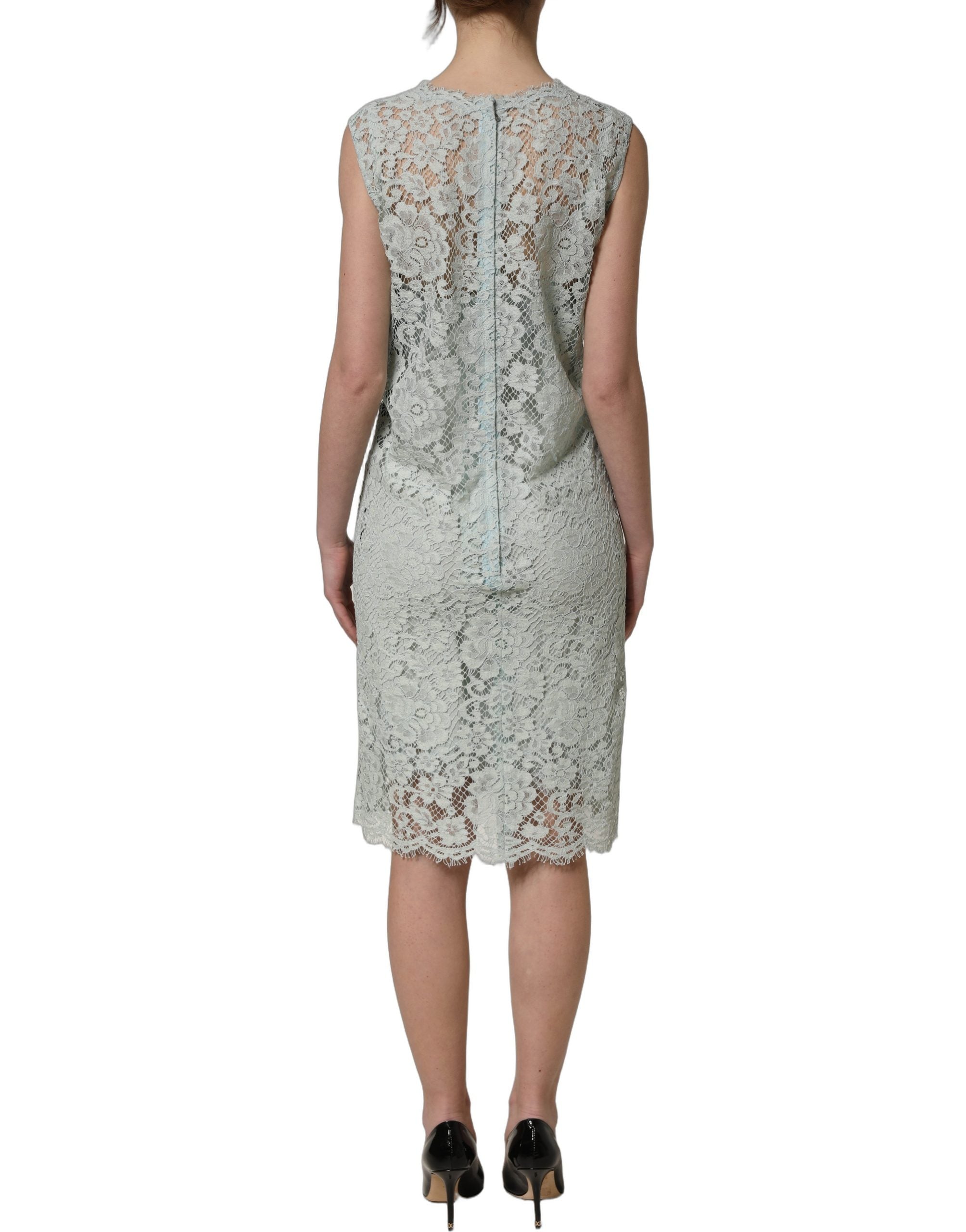 Dolce & Gabbana Dolce & Gabbana Mint Green Lace Sleeveless Knee Length Women's Dress