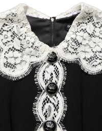 Dolce & Gabbana Black Lace Detailing Long Sleeves Midi Women's Dress