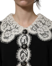 Dolce & Gabbana Black Lace Detailing Long Sleeves Midi Women's Dress