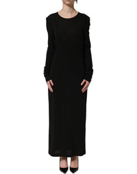 Dolce & Gabbana Black Cotton Long Sleeves Sheath Maxi Women's Dress
