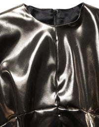 Dolce & Gabbana Metallic Gold Polyester LongSleeve Maxi Women's Dress