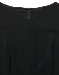 Dolce & Gabbana Black Viscose Short Sleeve A-line Midi Women's Dress
