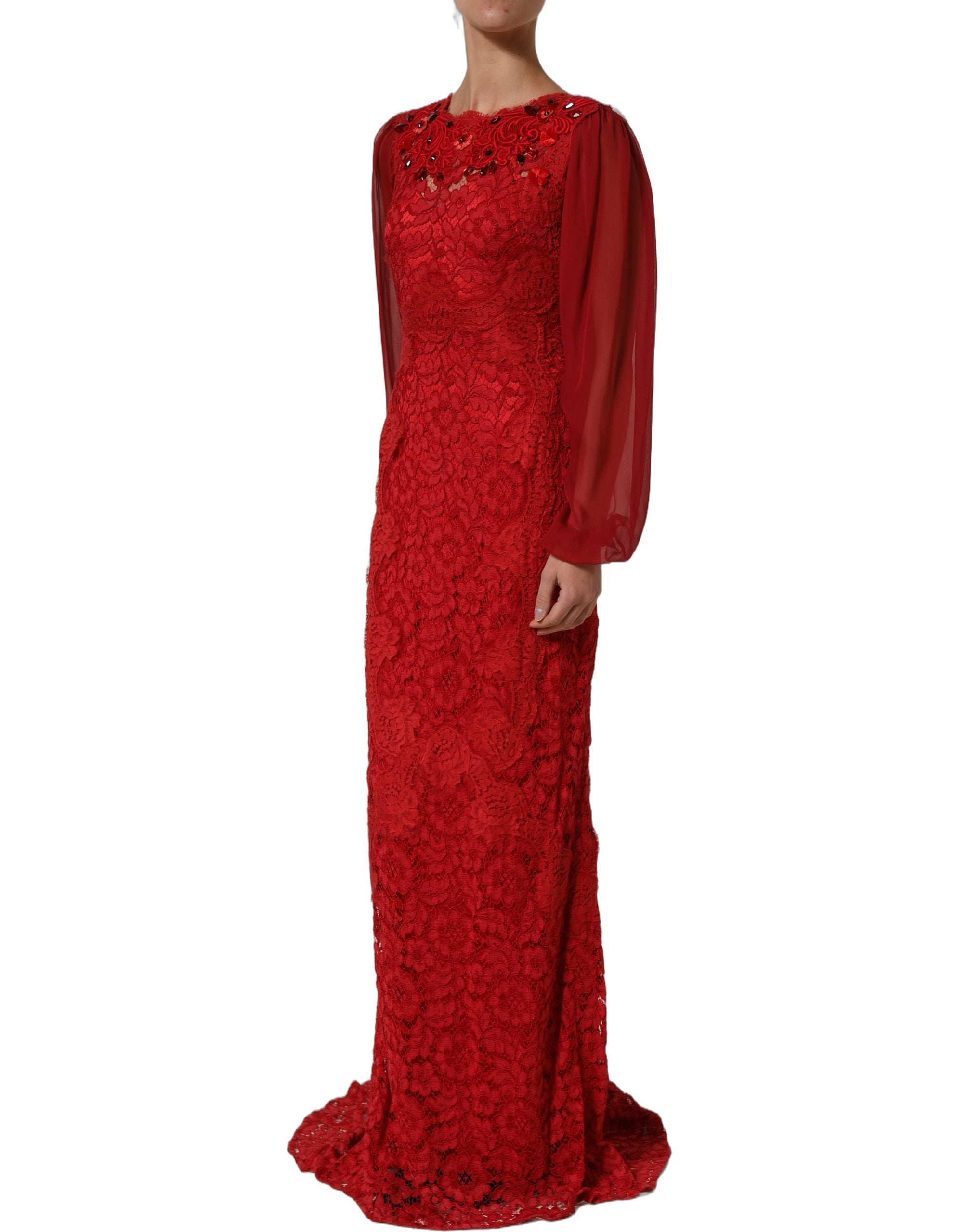 Dolce & Gabbana Red Embellished Mermaid Long Gown Women's Dress (Pre-L   Bluefly