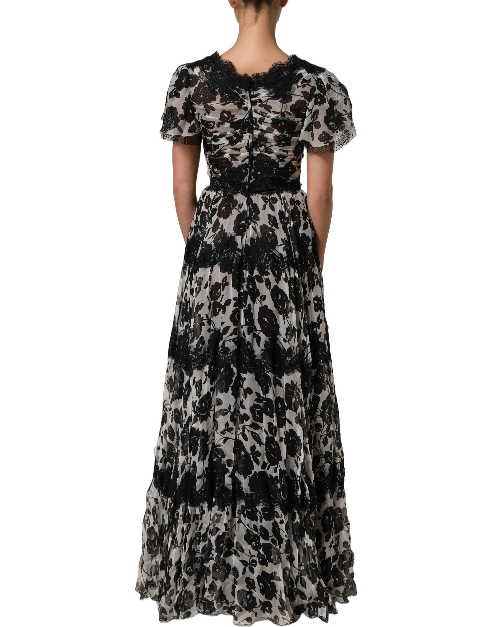 Dolce & Gabbana Black Silk Floral Lace Ricamo Ball Maxi Women's Dress –  Bluefly