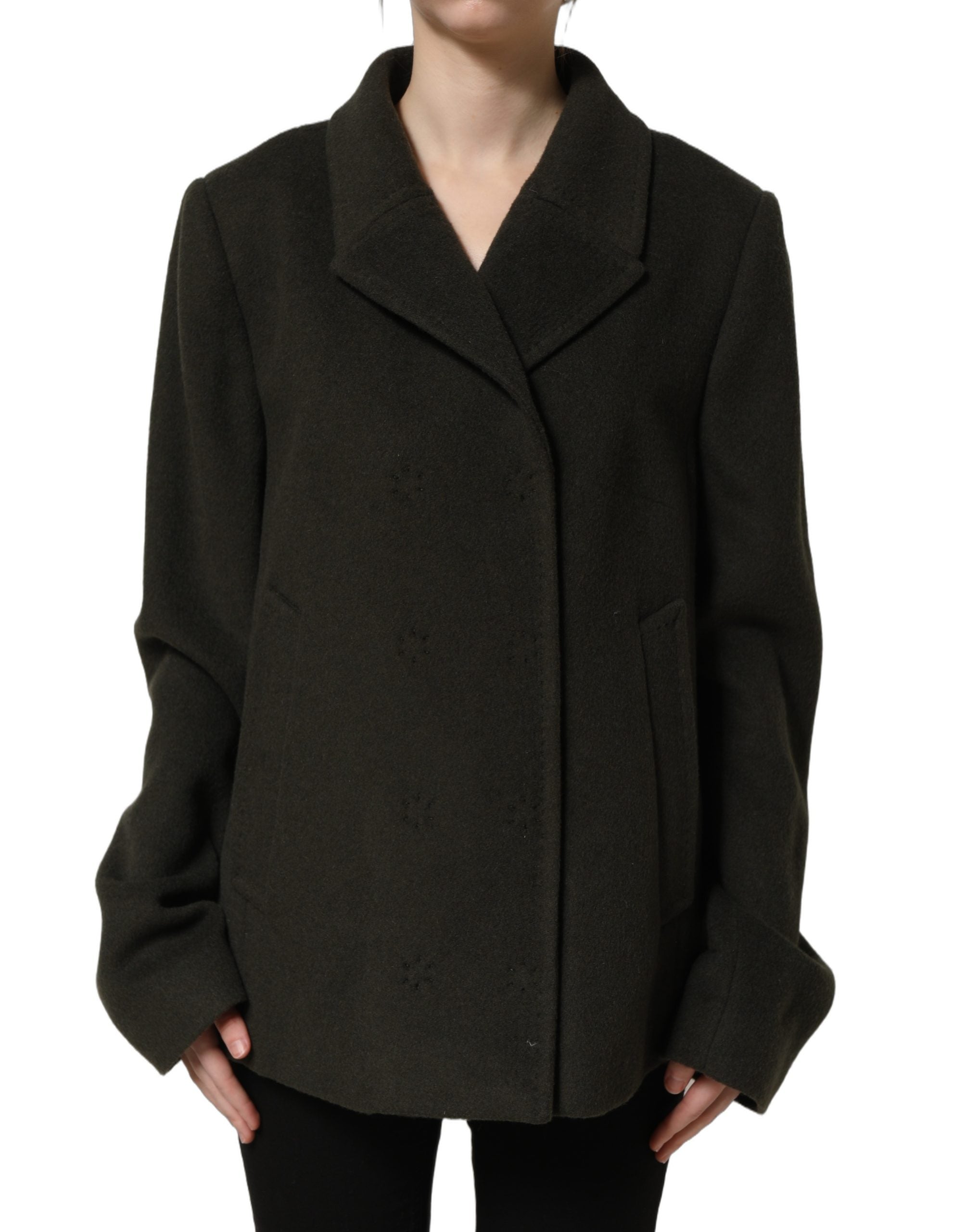 Dolce & Gabbana Dolce & Gabbana Dark Green Double Breasted Peacoat Women's Jacket
