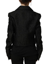 Dolce & Gabbana Dolce & Gabbana Black Floral Brocade Biker Blouson Women's Jacket