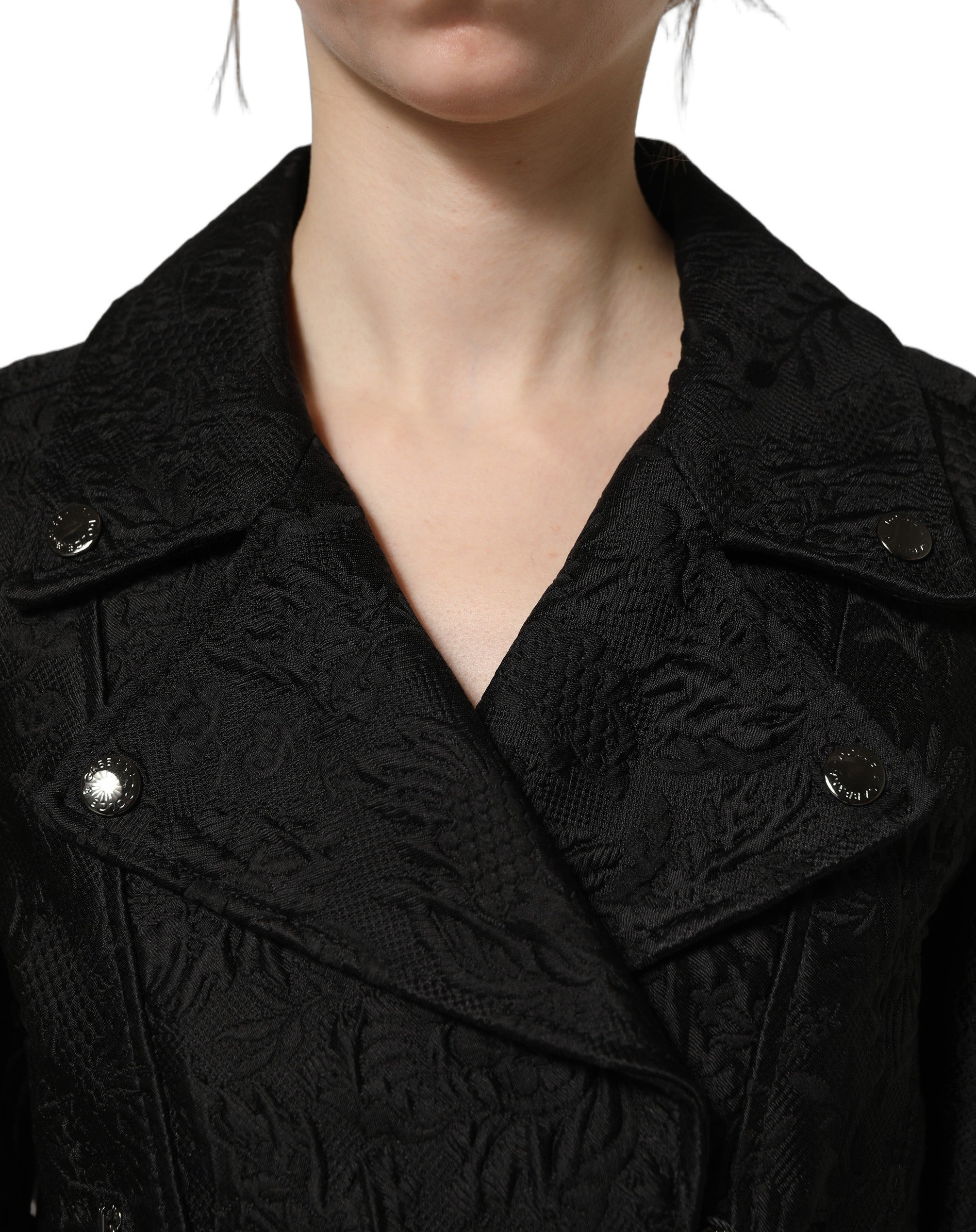 Dolce & Gabbana Dolce & Gabbana Black Floral Brocade Biker Blouson Women's Jacket