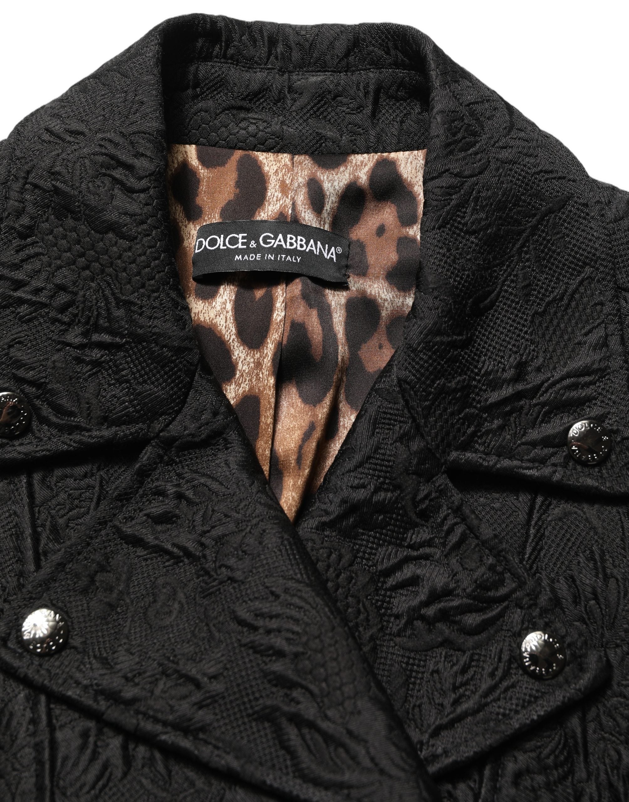 Dolce & Gabbana Dolce & Gabbana Black Floral Brocade Biker Blouson Women's Jacket