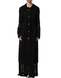 Dolce & Gabbana Black Embellished Guipure Lace Coat Women's Jacket