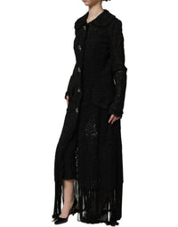 Dolce & Gabbana Black Embellished Guipure Lace Coat Women's Jacket