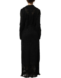 Dolce & Gabbana Black Embellished Guipure Lace Coat Women's Jacket