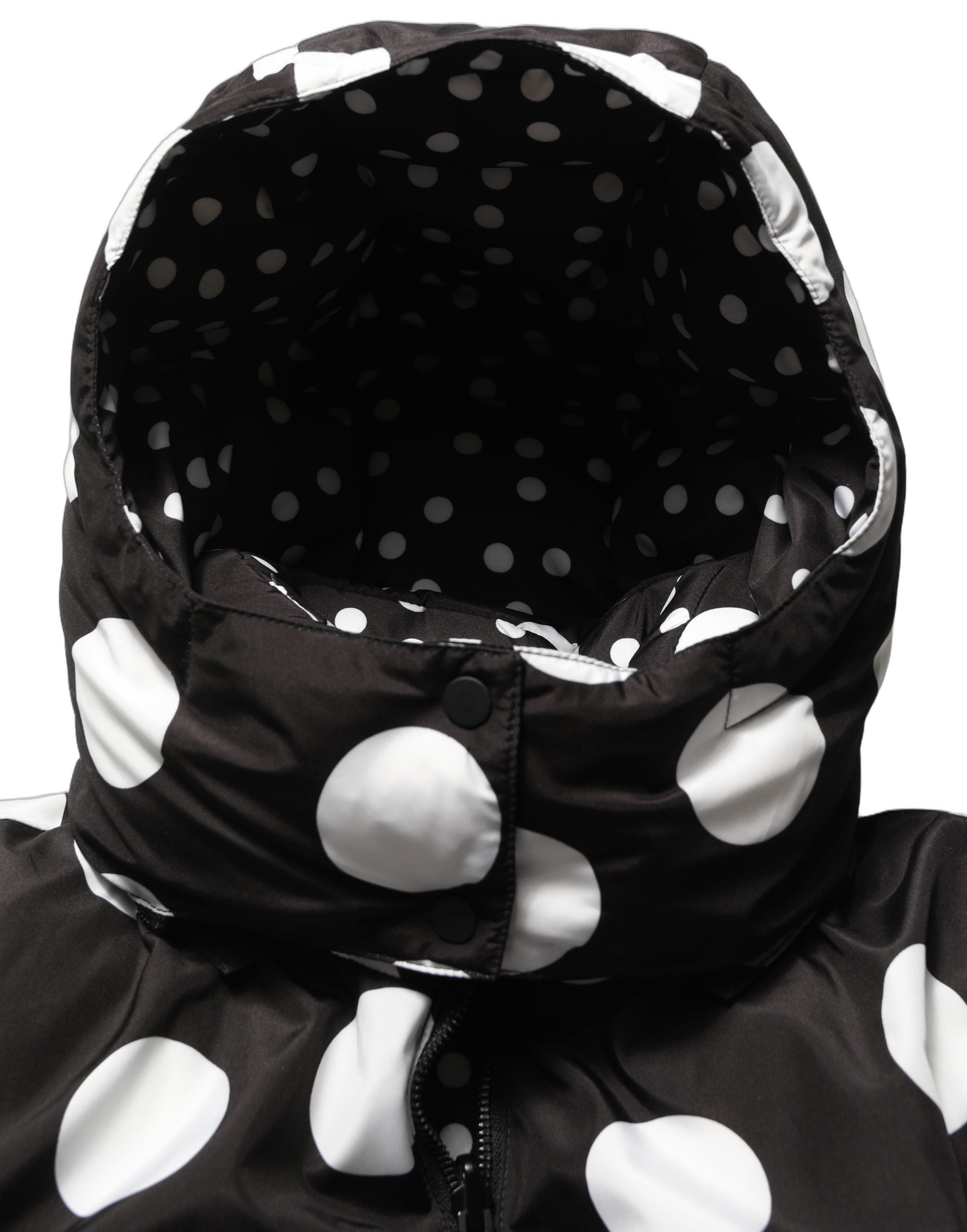 Dolce & Gabbana Dolce & Gabbana Black White Polka Dot Hooded Blouson Women's Jacket