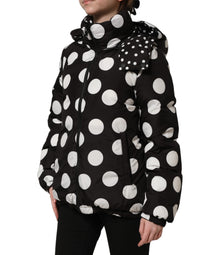 Dolce & Gabbana Dolce & Gabbana Black White Polka Dot Hooded Blouson Women's Jacket