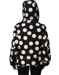Dolce & Gabbana Dolce & Gabbana Black White Polka Dot Hooded Blouson Women's Jacket