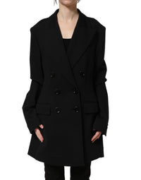 Dolce & Gabbana Black Double Breasted Crepe Blazer Women's Jacket