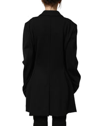 Dolce & Gabbana Black Double Breasted Crepe Blazer Women's Jacket