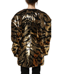 Dolce & Gabbana Dolce & Gabbana Black Gold Sequin Tiger Stripe Blazer Women's Jacket