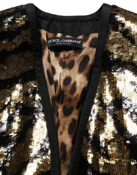 Dolce & Gabbana Dolce & Gabbana Black Gold Sequin Tiger Stripe Blazer Women's Jacket