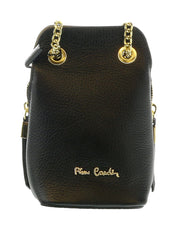 Pierre Cardin Black Leather Curved Structured Chain Crossbody Bag