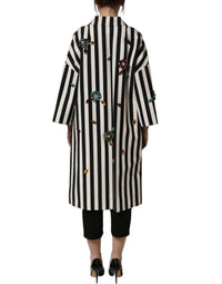 Dolce & Gabbana Dolce & Gabbana Black White Striped Embellished Coat Women's Jacket