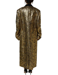 Dolce & Gabbana Dolce & Gabbana Gold Floral Jacquard Wool Trench Coat Women's Jacket
