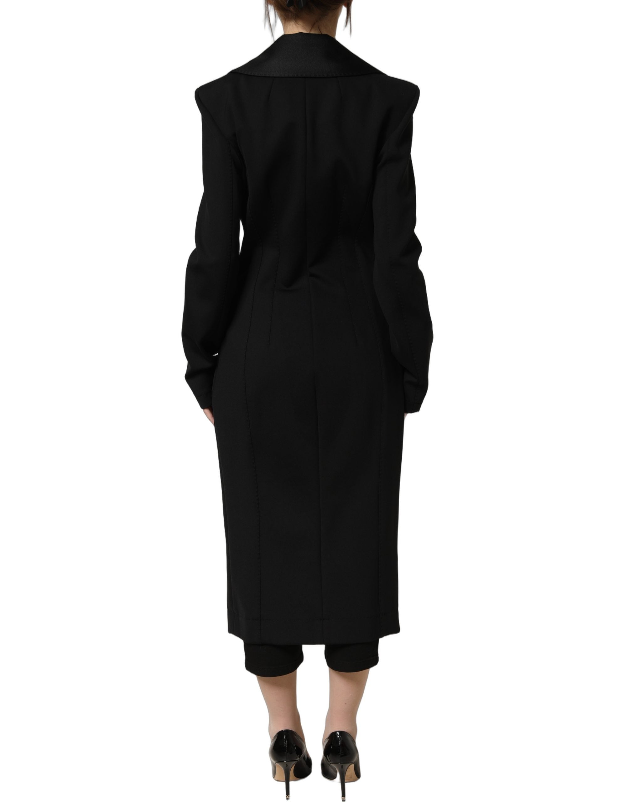 Dolce & Gabbana Dolce & Gabbana Black Nylon Double Breasted Coat Women's Jacket