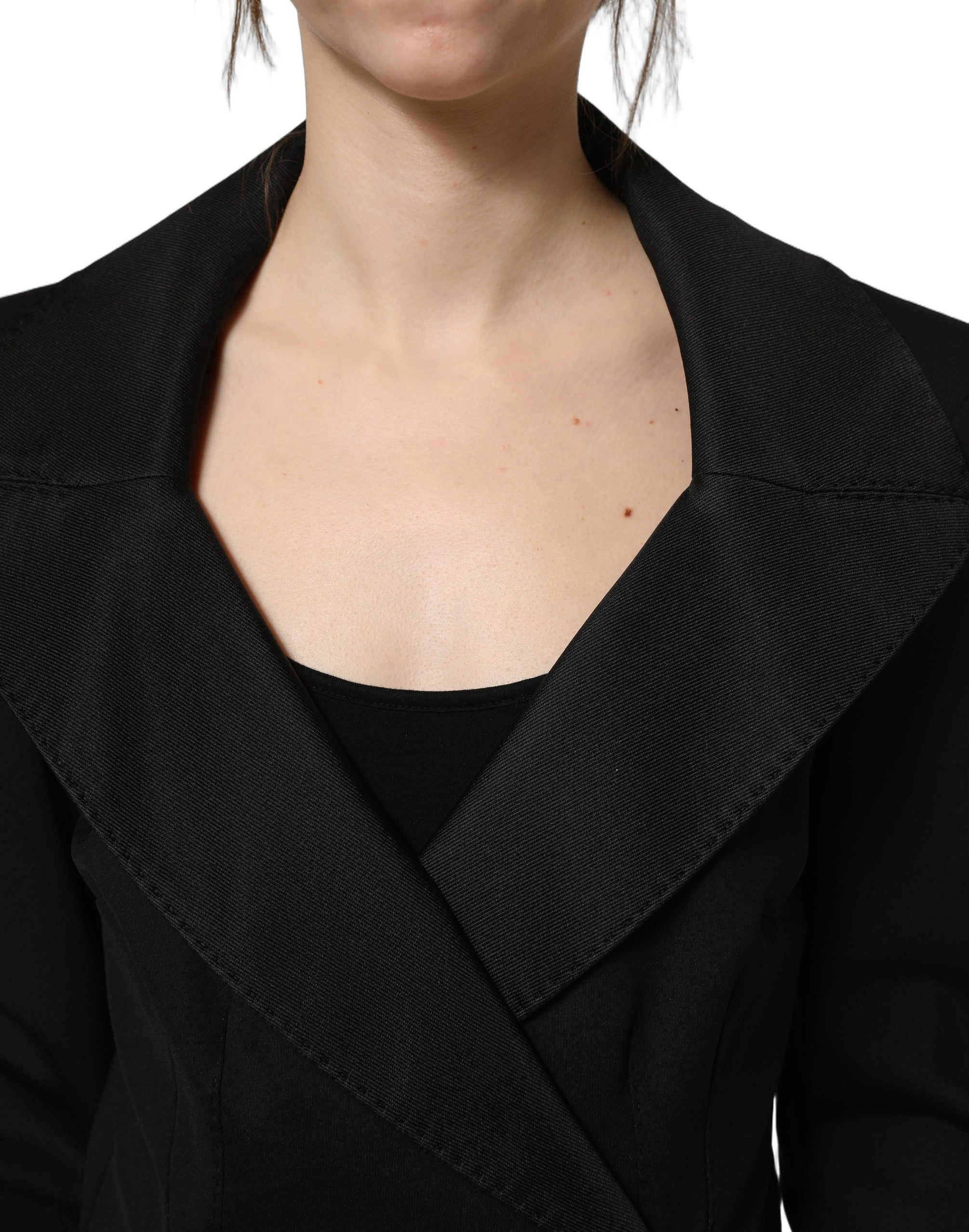 Dolce & Gabbana Dolce & Gabbana Black Nylon Double Breasted Coat Women's Jacket