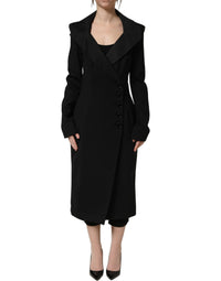 Dolce & Gabbana Dolce & Gabbana Black Nylon Double Breasted Coat Women's Jacket