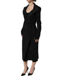 Dolce & Gabbana Dolce & Gabbana Black Nylon Double Breasted Coat Women's Jacket
