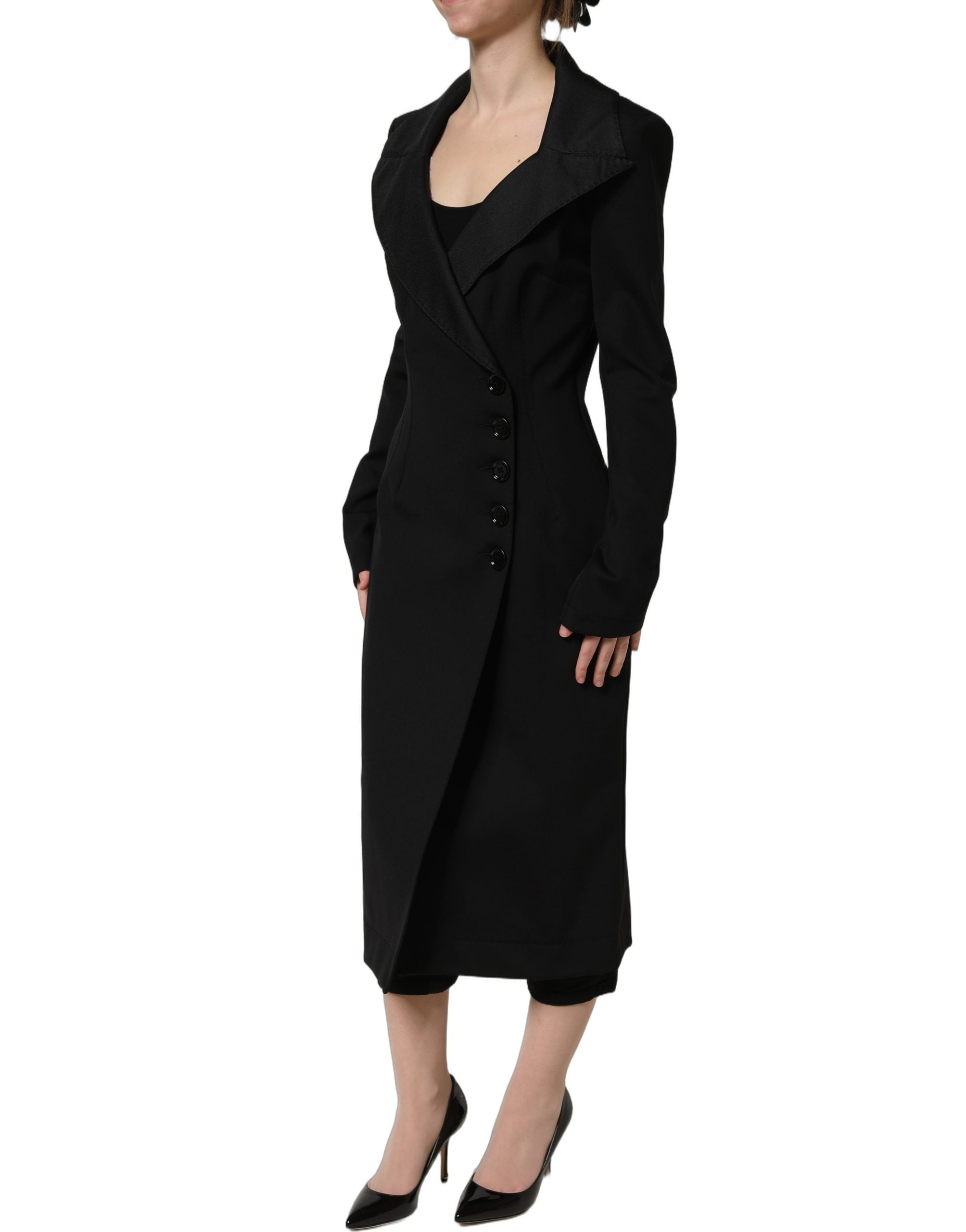 Dolce & Gabbana Dolce & Gabbana Black Nylon Double Breasted Coat Women's Jacket