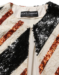 Dolce & Gabbana Dolce & Gabbana Multicolor Stripe Sequin Duster Coat Women's Jacket