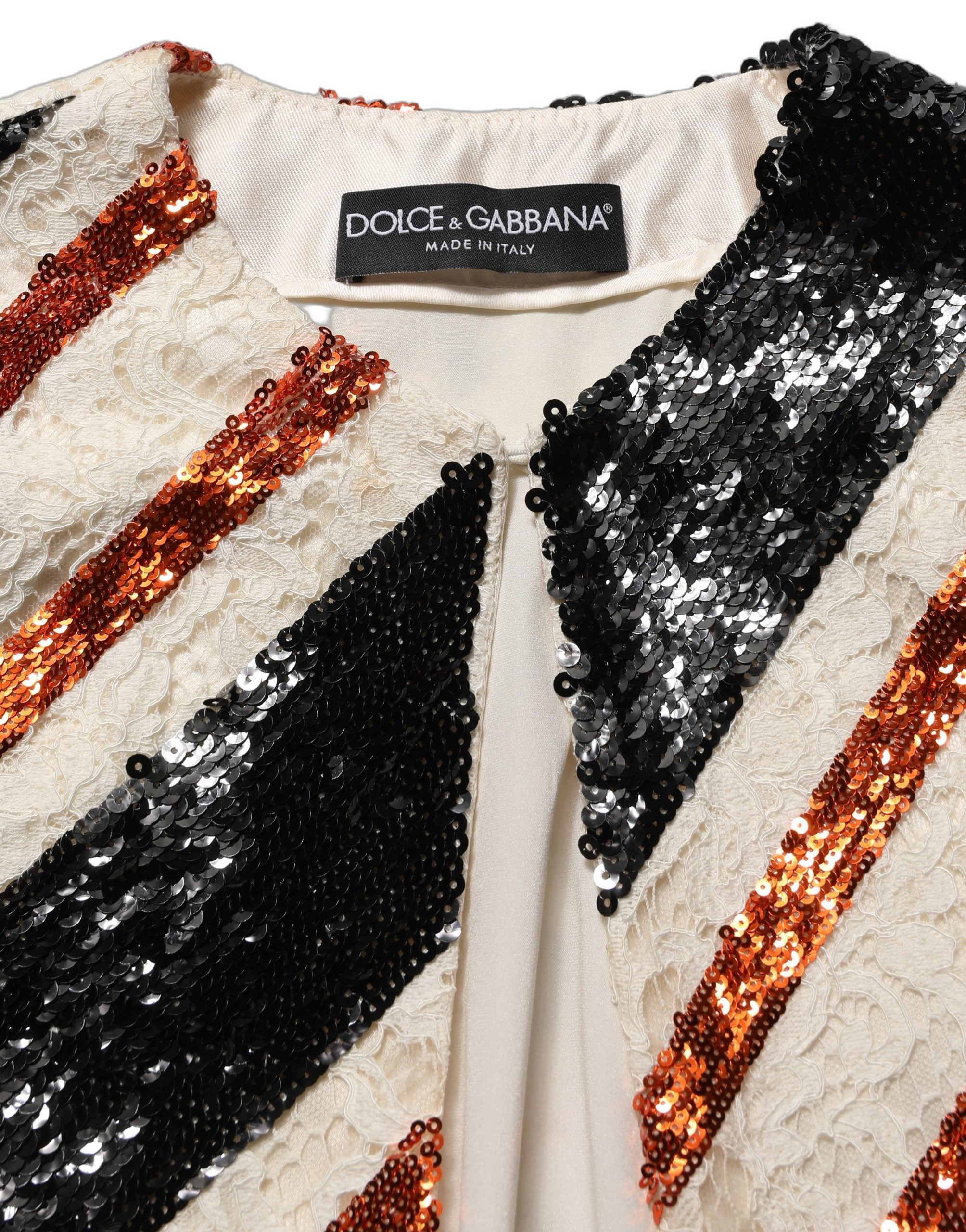 Dolce & Gabbana Dolce & Gabbana Multicolor Stripe Sequin Duster Coat Women's Jacket