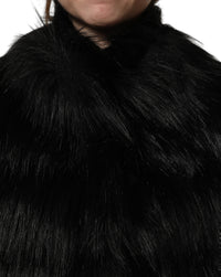 Dolce & Gabbana Dolce & Gabbana Black Acrylic Faux Fur Sleeveless Vest Women's Jacket