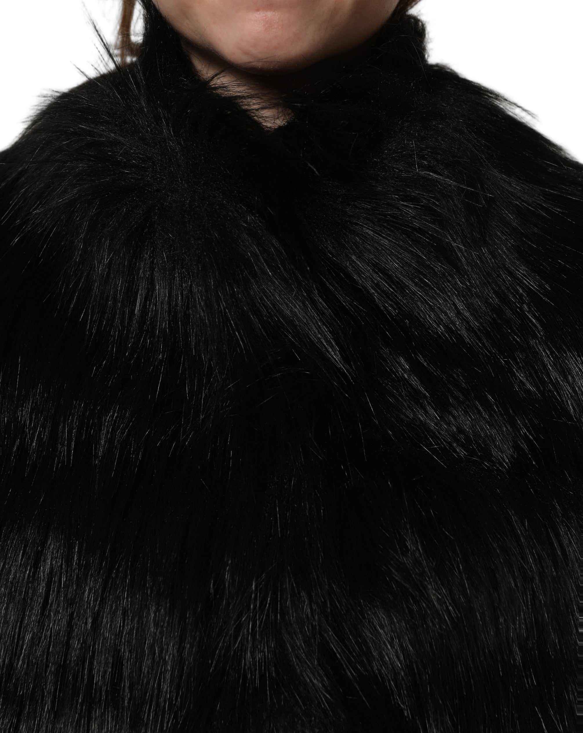 Dolce & Gabbana Dolce & Gabbana Black Acrylic Faux Fur Sleeveless Vest Women's Jacket