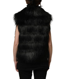 Dolce & Gabbana Dolce & Gabbana Black Acrylic Faux Fur Sleeveless Vest Women's Jacket