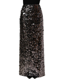 Dolce & Gabbana Dolce & Gabbana Brown Sequinned Embellished Pencil Cut Women's Skirt
