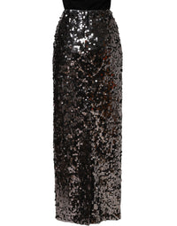 Dolce & Gabbana Dolce & Gabbana Brown Sequinned Embellished Pencil Cut Women's Skirt