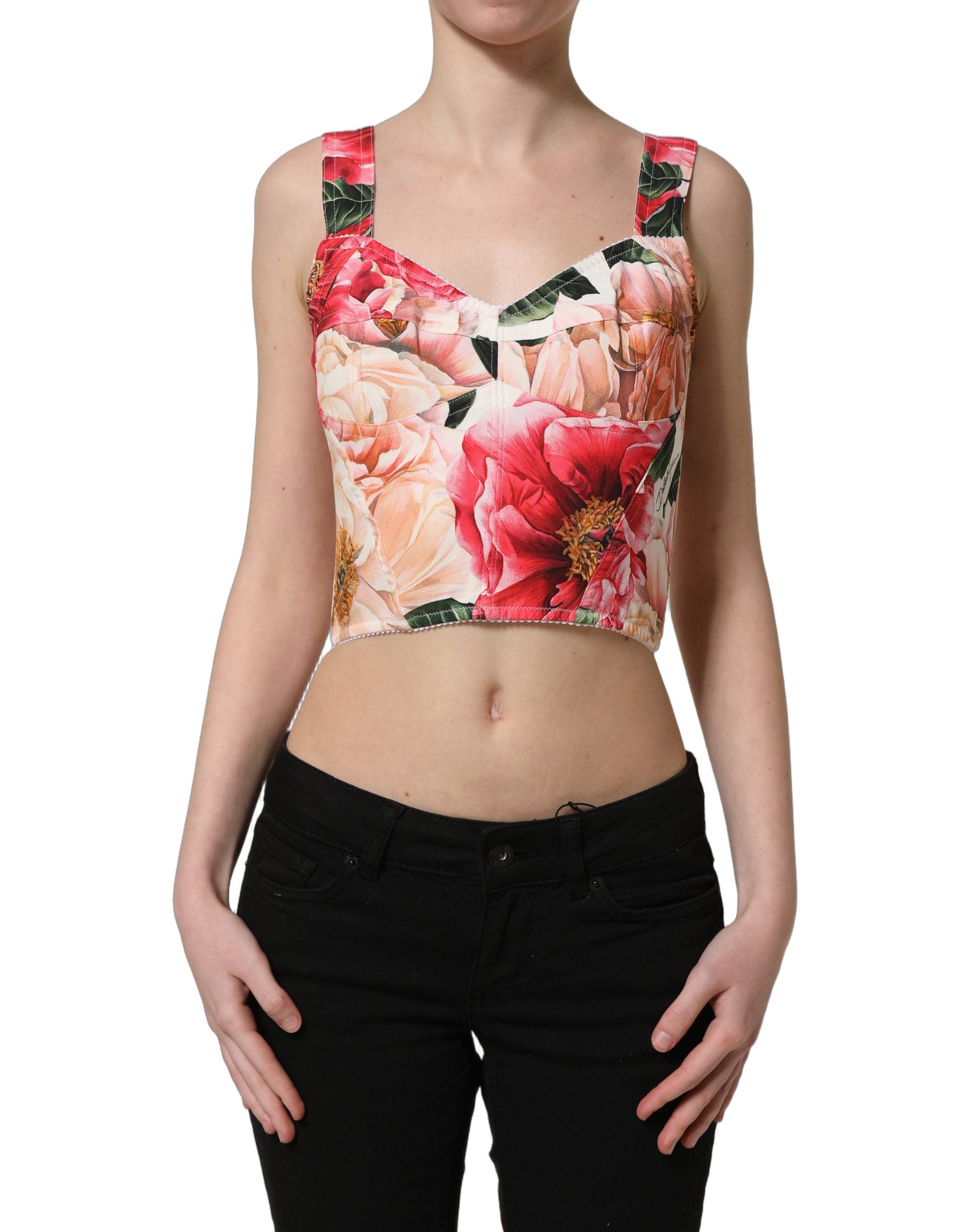 Dolce & Gabbana Dolce & Gabbana Multicolor Floral Cropped Bustier Tank Women's Top