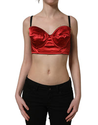 Dolce & Gabbana Dolce & Gabbana Red Polyester Satin Bustier Cropped Tank Women's Top