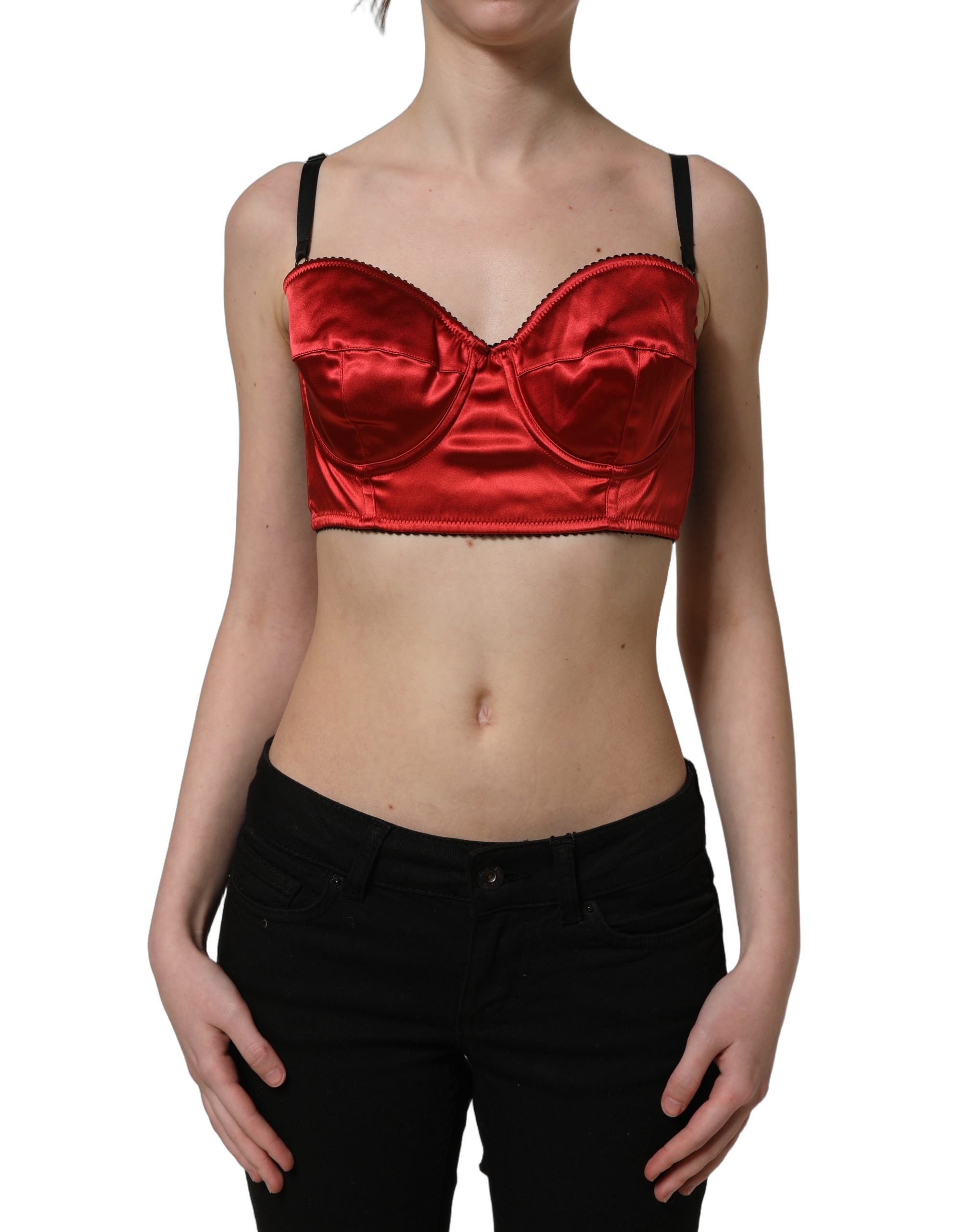 Dolce & Gabbana Dolce & Gabbana Red Polyester Satin Bustier Cropped Tank Women's Top