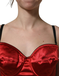 Dolce & Gabbana Dolce & Gabbana Red Polyester Satin Bustier Cropped Tank Women's Top
