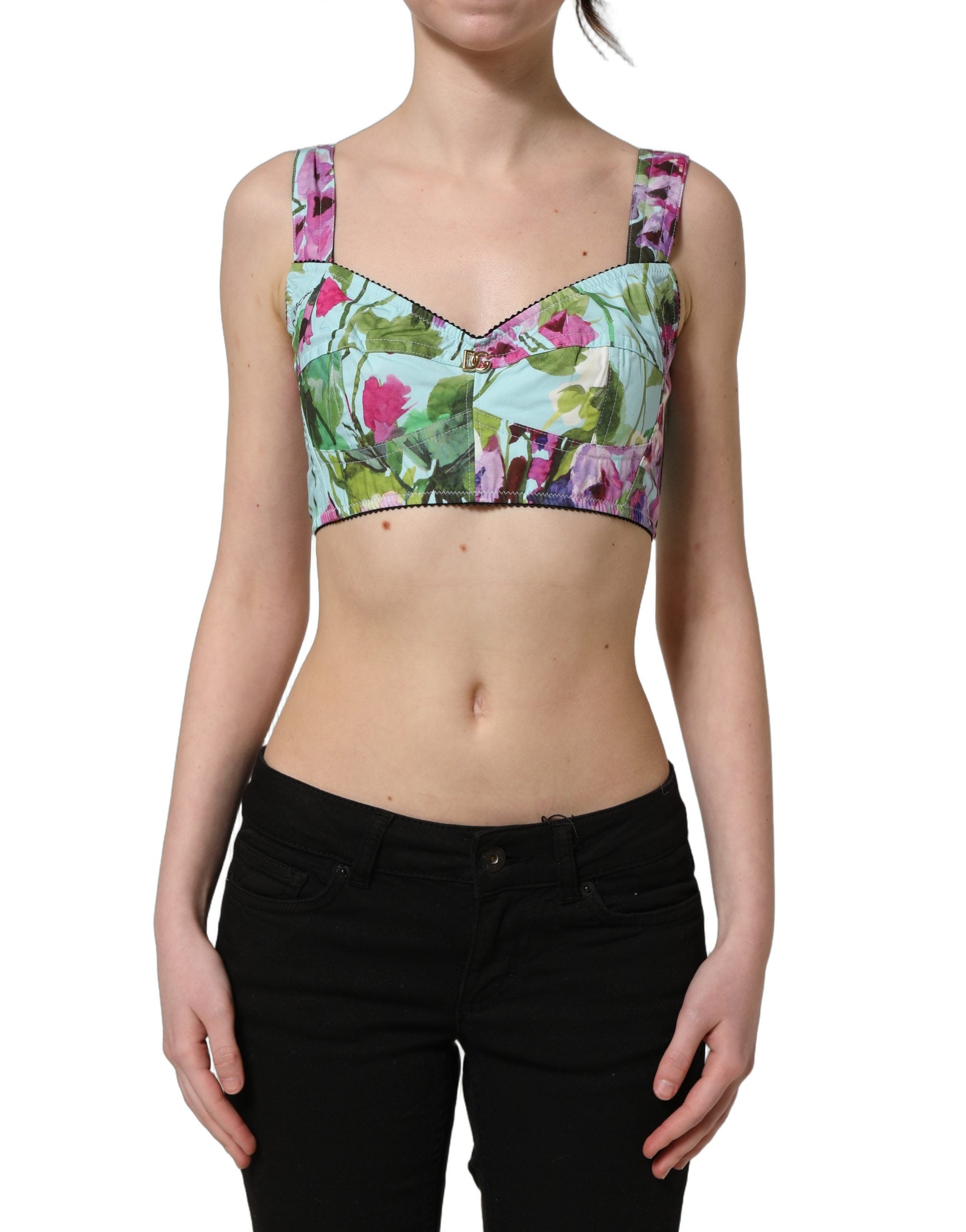 Dolce & Gabbana Dolce & Gabbana Multicolor Floral Cropped Bustier Tank Women's Top